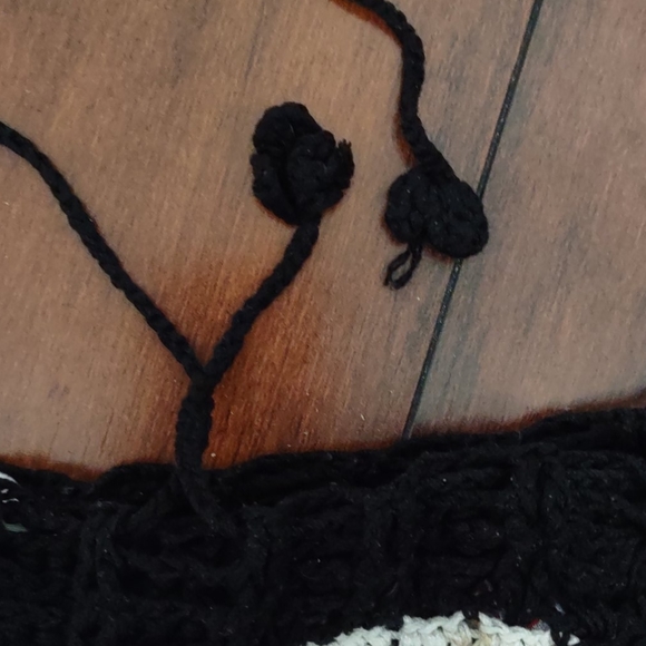 Crocheted Waist Black Patterned Maxi Skirt - Picture 5 of 8